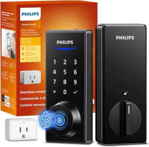 Miniatura 10 de Philips Cerradura de puerta inteligente Wi-Fi, cerradura de puerta de entrada sin llave con control de aplicación, identificación de huellas