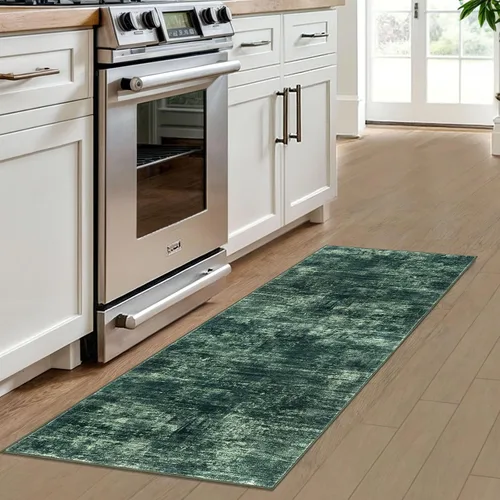 Miniatura 438 de IOHOUZE Alfombra abstracta lavable de 3 x 12 pies para pasillos, antideslizante para cocina, camino de entrada de lana sintética para interiores