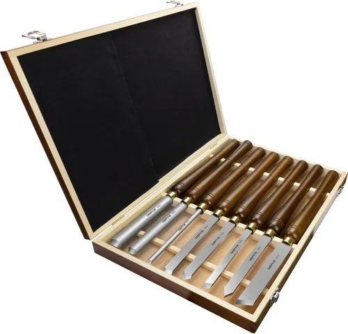 Juego de 8 piezas de herramientas de torneado de madera HSS con mango de haya | Wood Turning Tools Include Roughing Gouge, Spindle Gouge,Diamond