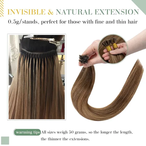 Miniatura 5 de MY-LADY Microlink - Extensiones de cabello humano con microcuentas de 14 pulgadas, extensiones de cabello rubio con micro bucle, extensiones