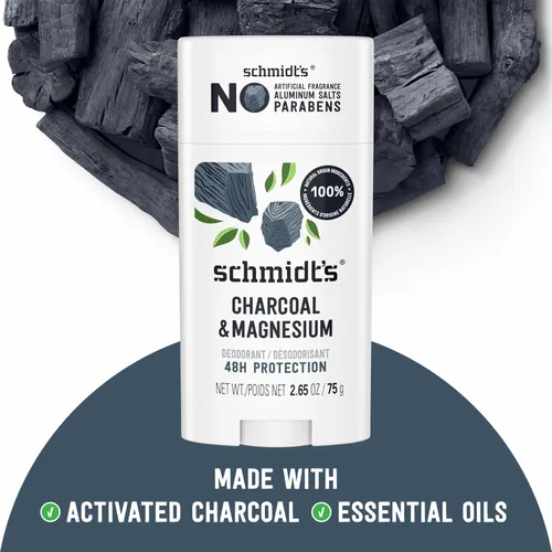 Miniatura 6 de Schmidt's Desodorante sin aluminio vegano con carbón y magnesio con protección contra el olor de 24 horas, para mujeres y hombres, ingredientes