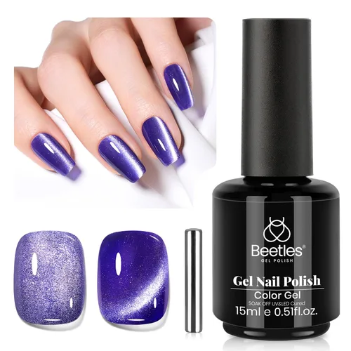 Miniatura 57 de Beetles - Esmalte de uñas de gel ultravioleta semipermanente sin HEMA de alto brillo para manicura francesa y arte de uñas, frasco a juego, blanco
