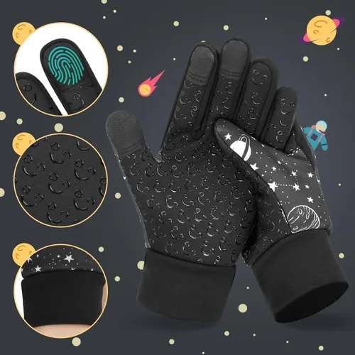 Miniatura 5 de Guantes de invierno cálidos para niños niños y niñas, resistentes al viento, térmicos, tres dedos, pantalla táctil, para exteriores, clima frío