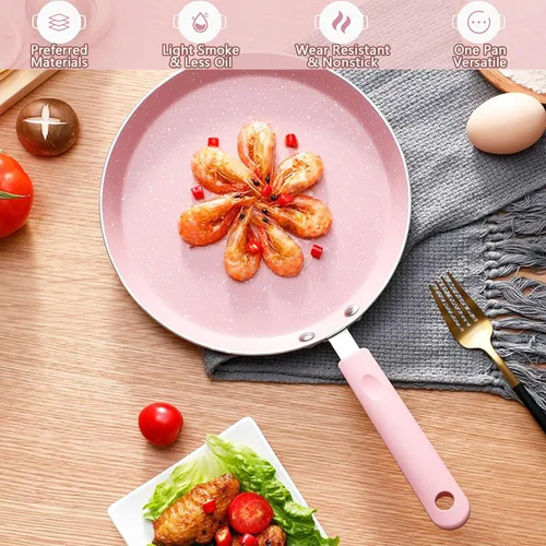 Miniatura 4 de JUSTUP Juego de sartenes antiadherentes, juego de 3 ollas y sartenes antiadherentes, juegos de utensilios de cocina rosa con revestimiento