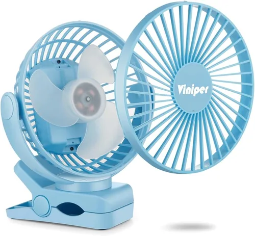 Miniatura 4 de Viniper Ventilador USB con clip de 6 pulgadas, ventilador de escritorio pequeño y portátil: rotación de 360°, ventilador de mesa de viento de 3