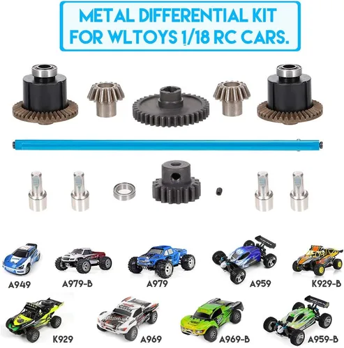 Miniatura 3 de GoolRC Kit de diferencial de metal para automóvil a control remoto, engranajes diferenciales 38T y 17T, eje de transmisión, eje de dirección