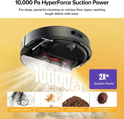Miniatura 3 de roborock Q7 M5+ Robot de aspiradora y fregona, actualización de Q5 Max+, hasta 7-9 semanas de autovaciado, succión de 10000 Pa, sistema dual Black01