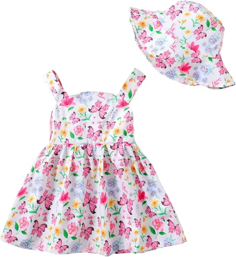 Miniatura 12 de Vestido para bebé recién nacida niña pequeña Vestido para niña pequeña de cuello halter sin mangas con flores Vestido de verano para niña de espalda
