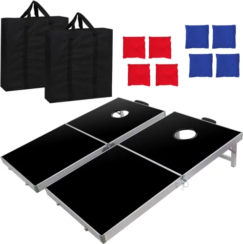 Miniatura 9 de ZenStyle Juego portátil de lanzamiento de Cornhole con marco de aluminio, tamaño reglamentario con 8 bolsas de frijoles y estuche de transporte
