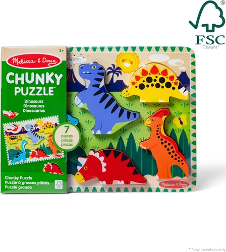 Miniatura 3 de Melissa & Doug dinosaurio Chunky Rompecabezas de madera, Multicolor