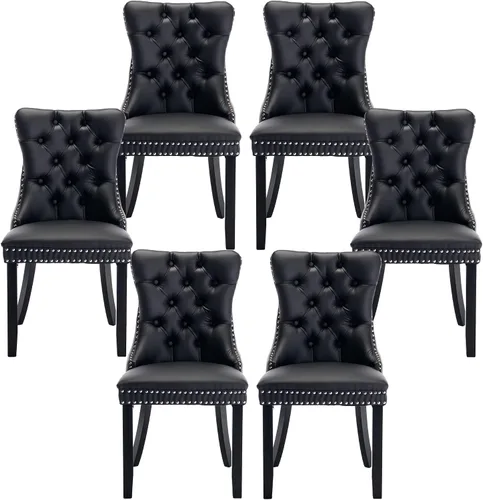 Miniatura 34 de Silla de comedor copetuda moderna de terciopelo para comedor, sillas de comedor tapizadas con remache de clavo, anillo trasero para cocina, comedor