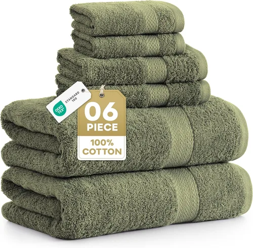 Miniatura 17 de LANE LINEN Juego de 6 toallas turcas de 100 % algodón para baño, súper suaves, de secado rápido y altamente absorbentes, 2 toallas de baño, 2 paños