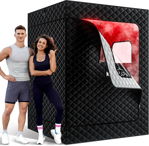 Miniatura 8 de KASUE Tienda de sauna de vapor portátil para el hogar, sauna infrarroja con vapor de 3 L, 9 niveles de temperatura y temporizador de 99 minutos, 5