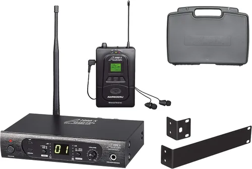 AUDIO 2000'S AWM6308U UHF 100 Sistema de monitor intrauditivo inalámbrico de frecuencia seleccionable con un receptor inalámbrico, un transmisor