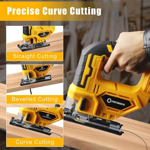 Miniatura 5 de Sierra de calar inalámbrica compatible con batería Dewalt de 20 V máximo, sierra de calar sin escobillas para 3 ajustes orbitales, 3200 RPM, cortes