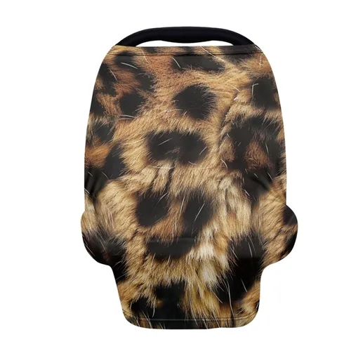 Miniatura 19 de Forchrinse Funda de asiento de coche de leopardo beige para bebés suave transpirable lactancia lactancia cubierta elástica infantil asiento de coche