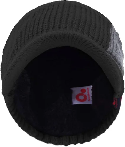 Miniatura 3 de JaneyRubbins - Gorro de invierno con visera de dos tonos con gorro de punto con borde de forro polar y gorro de esquí