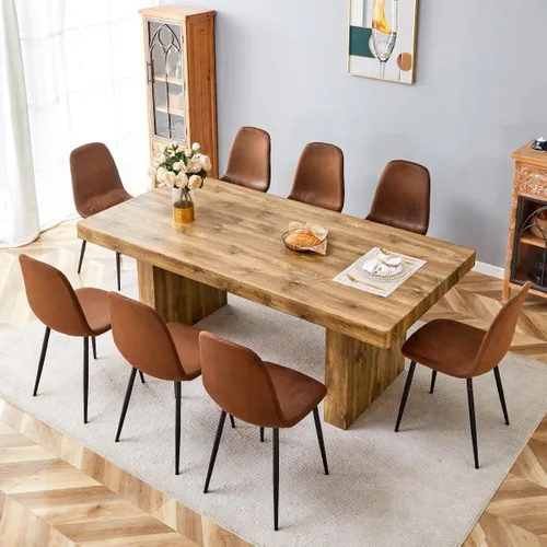 Miniatura 18 de gopop Rustic Modern 79" Rectangular Dining Table, Solid Wood Farmhouse Kitchen Table with Sturdy Legs, Wooden Dining Room Table for 6–10 People