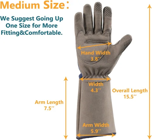 Miniatura 5 de COOLJOB Guantes de jardín para poda de rosas a prueba de espinas para hombres, guantes de manga larga acolchados para trabajo de jardín