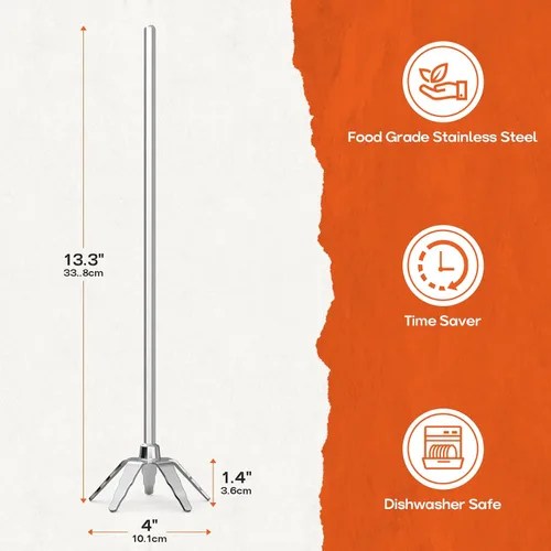 Miniatura 2 de onlyfire Extractor de cerdo de acero inoxidable de 4 pulgadas, triturador de carne ultraafilado utilizado con taladro manual estándar para carne