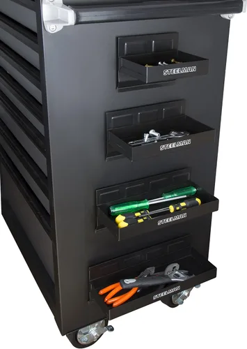 Miniatura 4 de Bandejas de almacenamiento de herramientas magnéticas sin marcar de Steelman para cajas de herramientas rodantes, acero duradero, juego de 4 piezas