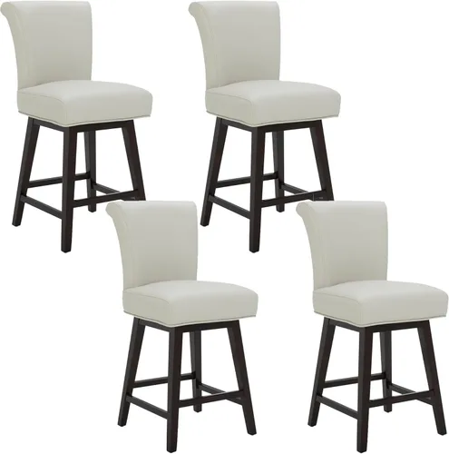 Miniatura 15 de CHITA Taburete giratorio de 26 pulgadas con altura de mostrador, taburete de bar tapizado moderno con respaldo certificado FSC de cuero sintético