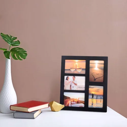 Miniatura 8 de Marco de fotos de collage de 2 aperturas de 4 x 6 pulgadas con vidrio inastillable y madera negra de 4 x 6 pulgadas, 2 marcos de fotos para fotos