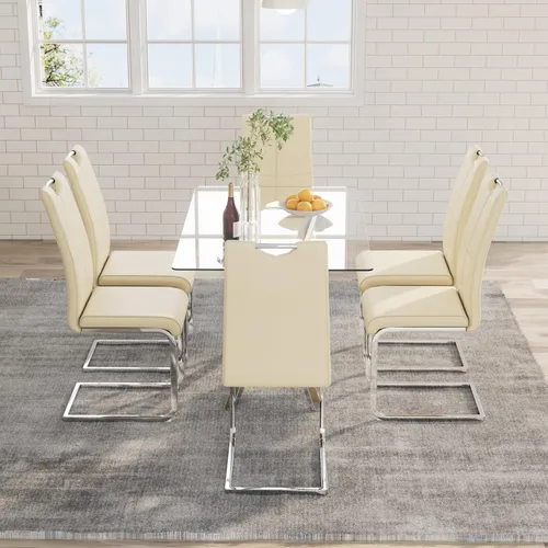 Miniatura 18 de Mesa de comedor de 5 piezas de 47 pulgadas con 4 sillas de piel sintética, juego de mesa de comedor moderno para 4, mesa de cocina rectangular