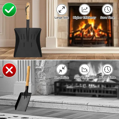 Miniatura 3 de Juego de pala y cepillo para cenizas para chimenea, pala de carbón y cepillo para hogar, juego de herramientas para chimenea para interiores