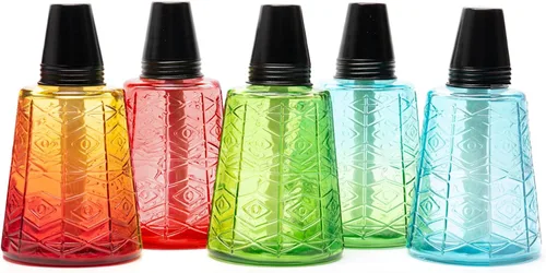 Miniatura 7 de Backyadda Elegantes linternas de cristal para tu mesa o patio con muchos colores para elegir. Juego de 3 linternas (azul caribeño)