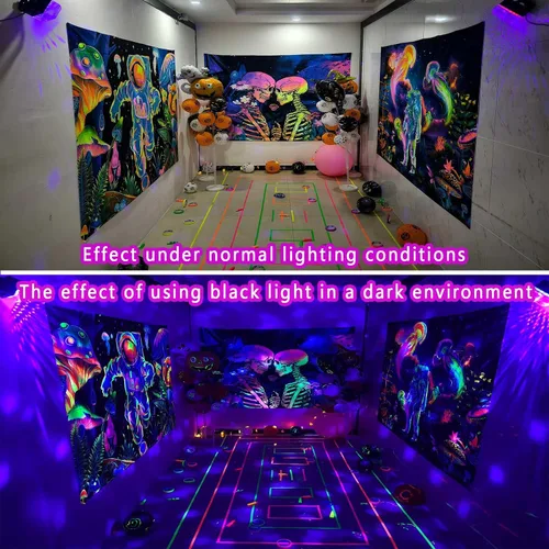 Miniatura 2 de Luces de fiesta de discoteca 2 en 1 con luz negra, luz de bola de discoteca UV de 10 W con luz estroboscópica activada por sonido, luces de fiesta