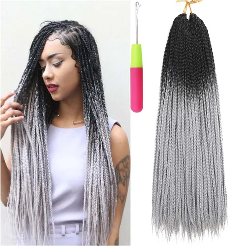 Miniatura 43 de Extensiones de cabello trenzado tipo box de 24 pulgadas, hechas a mano, para mujeres y niñas, extensiones de cabello trenzado, 24#, 3 paquetes, 22