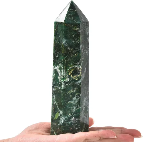 Miniatura 18 de AMOYSTONE Obelisco de Piedra de Sangre Africana Varita de Cristal Curativo Grande Torre Columna Facetada de 6 Lados Reiki Chakra Meditación Terapia
