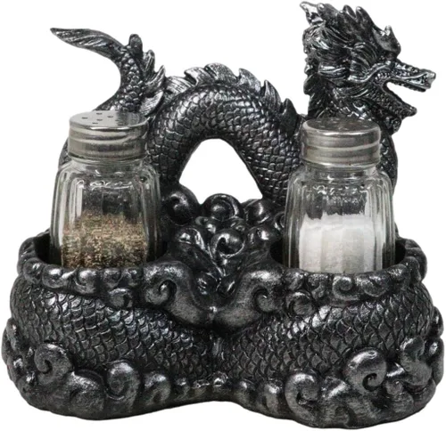 Ebros Gift Heavenly Spice - Juego de saleros y pimenteros semimetálicos de colores orientales, góticos orientales, monta sobre las nubes, 6.25