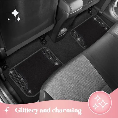 Miniatura 5 de Juego de alfombrillas de coche con diamantes brillantes Carbella de 4 piezas, alfombrillas de coche de imitación de diamantes con brillantes