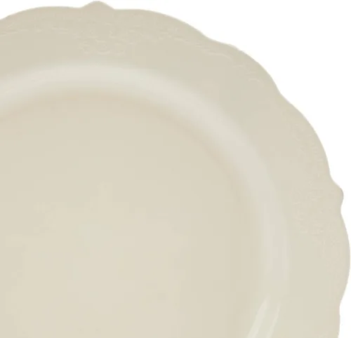 Miniatura 8 de Juego de vajilla desechable, 20 platos de pastel (vintage, crema, 9 pulgadas)