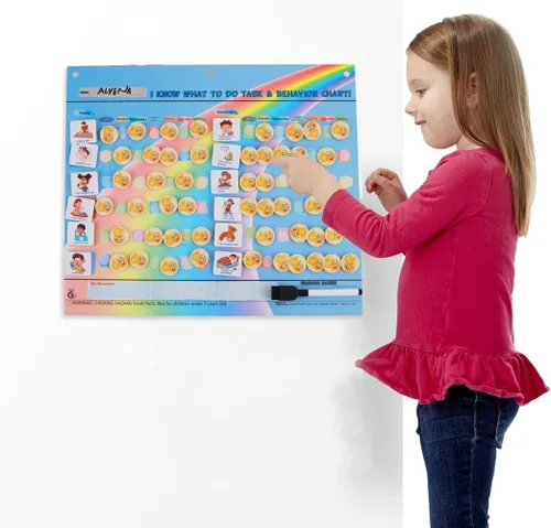 Miniatura 6 de Thought-Spot Tabla de recompensa de comportamiento para niños Tabla de tareas y comportamiento con 41 piezas de tareas, 32 piezas