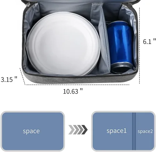 Miniatura 4 de Bolsa para extractor de leche con compartimento para extractor de leche, bolsa enfriadora y resistente a la humedad, doble capa para la madre, Gris