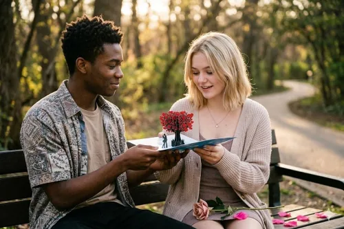 Miniatura 5 de Tarjeta de árbol de corazón desplegable 3D, tarjeta desplegable de árbol del amor hecha a mano, tarjetas emergentes 3D para el día de San Valentín