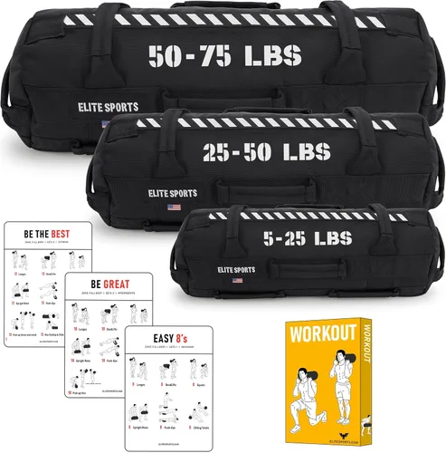 Elite Sports Saco de Arena para Entrenamiento Versátil e Intensivo de Músculos del Core, Entrenamiento de Fuerza con Colocación Estratégica de Asas