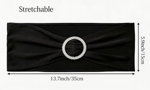 Miniatura 3 de Paquete de 50 bandas negras de elastano para sillas de boda, lazos con hebillas para fiestas, cumpleaños, fiestas, banquetes de jubilación