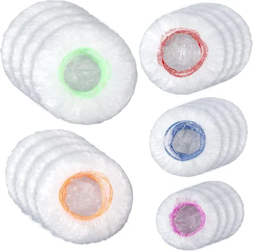 Miniatura 7 de Cunhill 200 fundas de plástico para tazones de 5 tamaños a granel, envoltura de plástico reutilizable para alimentos, masa madre y pan, fundas