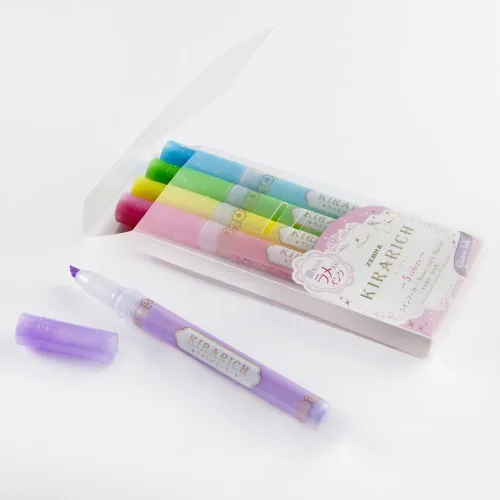 Miniatura 5 de Zebra Kirarich - Lote de 5 rotuladores de purpurina, 5 colores (4901681512102)