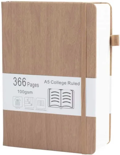 Miniatura 15 de Cuaderno grueso de rayas universitarias con 366 páginas numeradas, diarios A5 para escribir con papel rayado de 100GSM, cuadernos de cuero de tapa