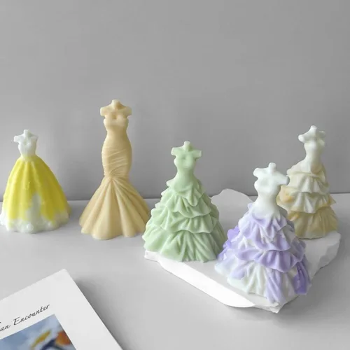 Miniatura 5 de Vestidos de novia para novia, molde de velas, sin tirantes, sin mangas, faldas de noche, molde de silicona para jabón, cera de soja, resina epoxi