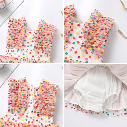 Miniatura 5 de Baby Girls 1st Birthday Outfit Colorful Polka Dots Romper Princess Party Tutu Dress Cake Smash Clothes for Photo Shoot