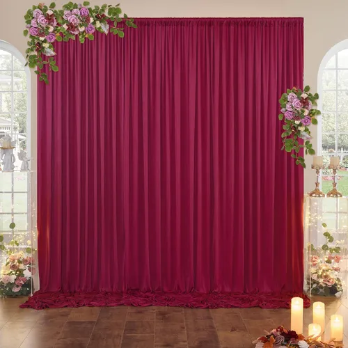 Miniatura 127 de Cortinas de telón de fondo blanco de 30 pies x 8 pies para fiestas de boda, 6 paneles de 5 pies x 8 pies, cortinas de fotografía de poliéster sin