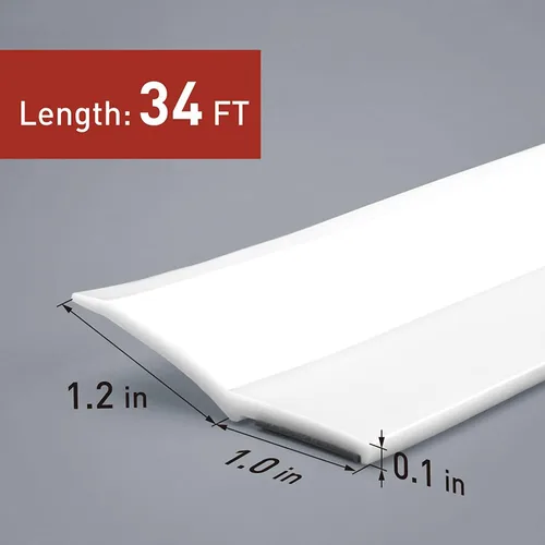 Miniatura 2 de Tira de sellado superior y lateral para puerta de garaje, 34 pies, con parte trasera de goma blanca con parte trasera adhesiva, reemplazo de burlete
