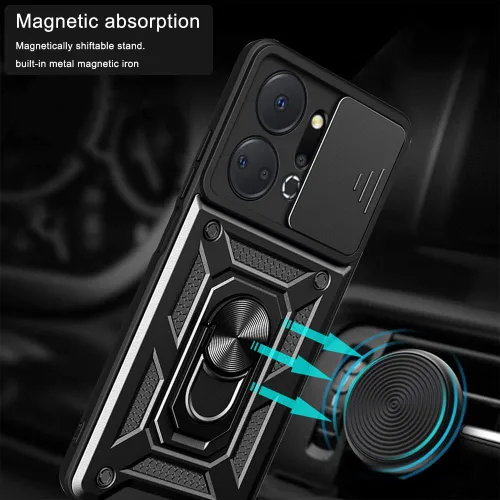 Miniatura 6 de ZMONE - Funda para teléfono Honor X7A con protector de pantalla de vidrio, [2 unidades] cubierta protectora de cámara deslizante integrada, funda