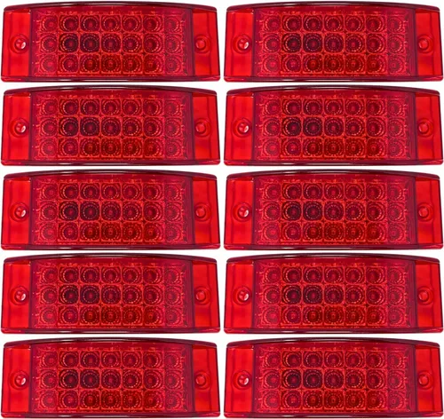 Miniatura 15 de All Star Truck Parts 10 luces de señalización lateral ámbar + 10 luces de señalización lateral rojas de 15.24 cm, 21 LED, rectangulares, 12V